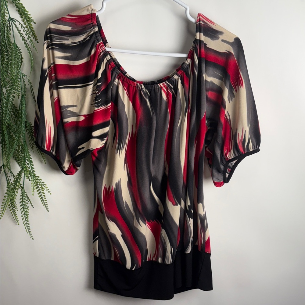 L.A. Blues Red and Gray Blouse